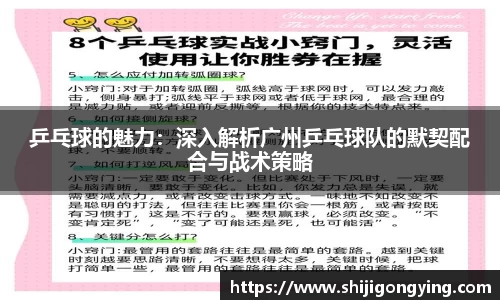 乒乓球的魅力：深入解析广州乒乓球队的默契配合与战术策略