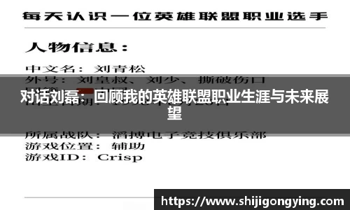 对话刘磊：回顾我的英雄联盟职业生涯与未来展望