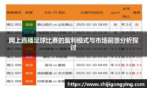 网上直播足球比赛的盈利模式与市场前景分析探讨